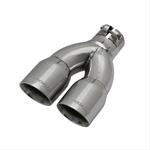 Exhaust Tip, Dual, Round, Clamp-on, Stainless, Polished, 2.25 in. Inlet I.D., 10 in. Length, Each