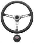 Steering Wheel Kit, 1967-68 Chevrolet, Retro w/Holes, Red Bowtie, Black, Hi-Rise