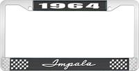 1964 IMPALA BLACK AND CHROME LICENSE PLATE FRAME WITH WHITE LETTERING
