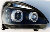 Set Koplampen passend voor Renault Clio II Facelift 2001-2005 - Zwart - incl. Angel-Eyes