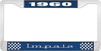 nummerplåtshållare, 1960 IMPALA  blå/krom, med vit text