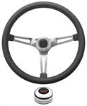 Steering Wheel Kit, 1967-68 Chevrolet, Retro w/Slots, Red Bowtie Cap, Polished