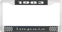 1983 IMPALA BLACK AND CHROME LICENSE PLATE FRAME WITH WHITE LETTERING