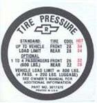Tire Pressure Decal,SS396,1967