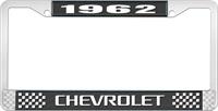 1962 CHEVROLET BLACK AND CHROME LICENSE PLATE FRAME WITH WHITE LETTERING