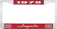 nummerplåtshållare, 1970 IMPALA röd/krom , med vit text