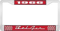 nummerplåtshållare, 1966 BEL AIR röd/krom , med vit text
