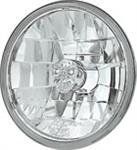 Headlamps 7" Clear / Chrome with Skull in Front of the Bulb