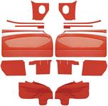 1960 IMPALA CONVERTIBLE RED & WHITE VINYL / RED INSERT FRONT & REAR SIDE PANEL SET W/O RAILS
