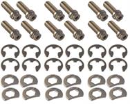 Header Fasteners, Bolts, Locking, Double Hex Head, Steel, Nickel Plated, Chevy, Ford, Chrysler, V8, Set of 16