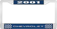 nummerplåtshållare, 2001 CHEVROLET, blå/krom, med vit text