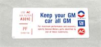 dekal luftrenare "keeep your GM car all GM