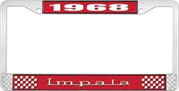 nummerplåtshållare, 1968 IMPALA röd/krom , med vit text