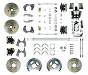 Disc Brake Conversion, Front/Rear, Power Assist, 1-Piston Black Calipers, Chevy 1965-68