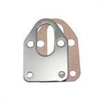 Fuel Pump Block Off Plate; Small Block Chevy 283-400 CID Fuel Pump Mounting Plate; Chrome Plated Steel; With Gasket