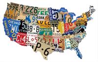 plåtskylt, USA License Plate Map, 889 x 533mm