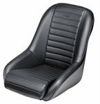 SILVERSTONE NEW VINTAGE SEATS WITH STEEL FRAME AND IMITATION LEATHER COVERING. BLACK
