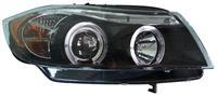 Set Koplampen passend voor BMW 3-Serie E90/E91 Sedan/Touring 2005-2008 - Zwart - incl. Angel-Eyes