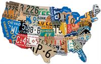 plåtskylt, USA License Plate Map, 635 x 406mm