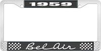 nummerplåtshållare, 1959 BEL AIR  svart/krom, med vit text