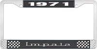 1971 IMPALA BLACK AND CHROME LICENSE PLATE FRAME WITH WHITE LETTERING