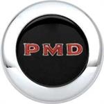Center Cap, Steel, Chrome, Black P.M.D. Logo, Pontiac, Rally II, Each