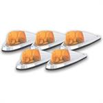 Cab Roof Lights, Exterior, Die Cast, Chrome Base/Amber Lens, 8.0 in. x 2.5 x 2.5 in., Set of 5