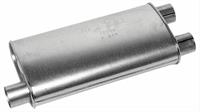 Muffler, Super Turbo, 2,5" Inlet/Dual 2,5" Outlet, Steel, Aluminized