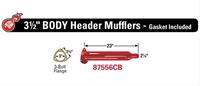 muffler, 3" in / 2,25" out, round