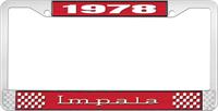 nummerplåtshållare, 1978 IMPALA röd/krom , med vit text