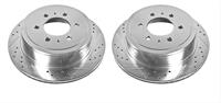 Brake Rotors, Cross-Drilled/Slotted, Iron, Zinc Dichromate Plated, Rear, Ford, Lincoln, Pair