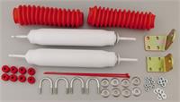 Steering Stabilizer, White, Red Boot, Dual, Ford, Pickup, SUV, Kit