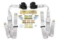 3-Point Shoulder Harness & Seat Belt Kit, Retractable, Retrofit, Medium Silver, 1973-1974