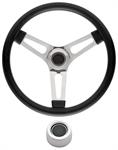 Steering Wheel Kit, 59-68 GM, Symm. Foam, 1.5, Hi Rise Cap, Plain, Black