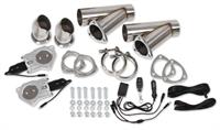 Exhaust Cutouts, Electric, Weld-on, Round, Stainless Steel, Natural, 3.000 in. Diameter, Y-pipe, Kit