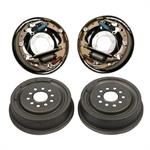 Drum Brakes, Heavy-Duty, Rear, 11 in. Diameter Drums, Shoes, Backing Plates, Pins, Springs, for Ford 9 in, Kit