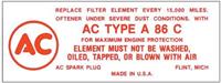 283/348 AIR CLEANER SERVICE INSTRUCTION DECAL