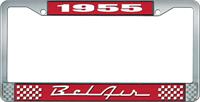 nummerplåtshållare, 1955 BEL AIR röd/krom , med vit text
