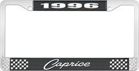 1996 CAPRICE BLACK AND CHROME LICENSE PLATE FRAME WITH WHITE LETTERING