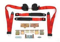 3-Point Shoulder Harness & Seat Belt Kit, Retractable, Retrofit, Red, 1968-1972