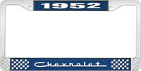 nummerplåtshållare, 1952 CHEVROLET, blå/krom, med vit text