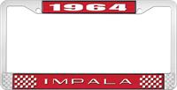 nummerplåtshållare, 1964 IMPALA röd/krom , med vit text