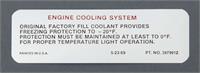 Cooling Systm Warn Decal,70-71