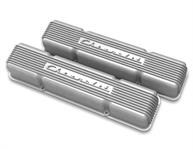 Valve Covers, Tall, Cast Aluminum, Natural, Finned, Chevy, Small Block, Pair