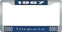 nummerplåtshållare, 1967 IMPALA  blå/krom, med vit text
