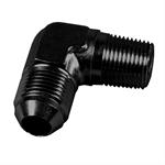 Fitting, Adapter, 90 Degree, Male AN8 to Male 3/8" NPT, Aluminum, Black