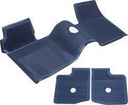 Floor Mats, Front/Second Seat, Rubber, Dark Blue, Chevy Bowtie Logo, Chevy, Set of 3