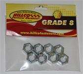 Nuts, Grade 8, Hex, Steel, Yellow Zinc, 7/16-20 in. RH Thread