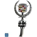 1985-93 Cadillac Deville, Fleetwood; Hood Ornament; Crest and Wreath; Chrome