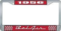 nummerplåtshållare, 1956 BEL AIR röd/krom , med vit text